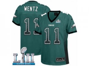 Women Nike Philadelphia Eagles #11 Carson Wentz Elite Midnight Green Drift Fashion Super Bowl LII NFL Jersey