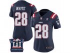 Womens Nike New England Patriots #28 James White Limited Navy Blue Rush Super Bowl LI Champions NFL Jersey