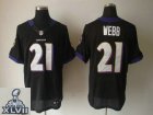 2013 Super Bowl XLVII NEW Baltimore Ravens 21 Lardarius Webb Black Jerseys (Elite)