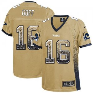 Women Nike St. Louis Rams #16 Jared Goff Gold Stitched NFL Elite Drift Fashion Jersey