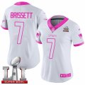 Womens Nike New England Patriots #7 Jacoby Brissett Limited White Pink Rush Fashion Super Bowl LI 51 NFL Jersey