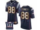 Mens Nike New England Patriots #88 Martellus Bennett Elite Navy Gold Team Color Super Bowl LI Champions NFL Jersey