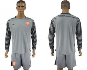 Holland Blank Grey Goalkeeper Long Sleeves Soccer Country Jersey