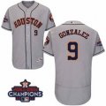 Astros #9 Marwin Gonzalez Grey Flexbase Authentic Collection 2017 World Series Champions Stitched MLB Jersey
