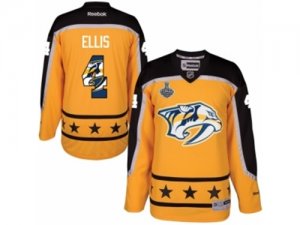 Mens Reebok Nashville Predators #4 Ryan Ellis Authentic Gold Home 2017 Stanley Cup Final NHL Jersey New Style