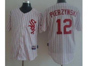 mlb Chicago White Sox #12 Pierzynski White(Red Strip)