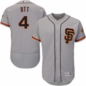 Mens Majestic San Francisco Giants #4 Mel Ott Gray Flexbase Authentic Collection MLB Jersey