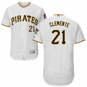 Men\'s Majestic Pittsburgh Pirates #21 Roberto Clemente White Flexbase Authentic Collection MLB Jersey