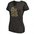 Women's St.Louis Cardinals Fanatics Apparel Gold Collection V-Neck Tri-Blend T-Shirt Black