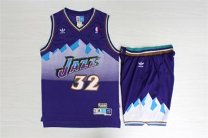 Jazz # 32 Karl Malone Purple Hardwood Classics Jersey(With Shorts)