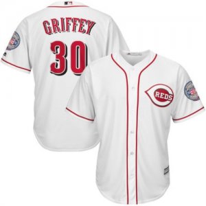 Cincinnati Reds #30 Ken Griffey Jr White 2016 Hall Of Fame Induction Cool Base Player Jersey