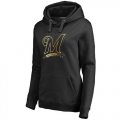 Womens Milwaukee Brewers Gold Collection Pullover Hoodie Black