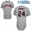 Men's Majestic Cleveland Indians #24 Manny Ramirez Authentic Grey Road Cool Base MLB Jersey