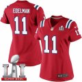 Womens Nike New England Patriots #11 Julian Edelman Elite Red Alternate Super Bowl LI 51 NFL Jersey