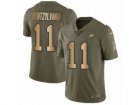 Men Nike Philadelphia Eagles #11 Carson Wentz Limited Olive Gold 2017 Salute to Service Wentzylvania NFL Jersey