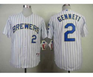 mlb jerseys milwaukee brewers #2 gennett white[gennett](blue strip)