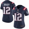 Women's Nike New England Patriots #12 Tom Brady Limited Navy Blue Rush NFL Jersey