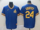 Mariners #24 Ken Griffey Jr. Blue Throwback Jersey