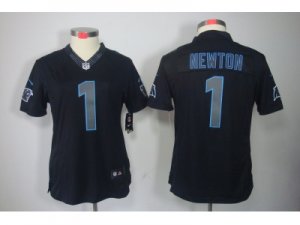 Nike Women Carolina Panthers #1 Cam Newton black jerseys[Impact Limited]