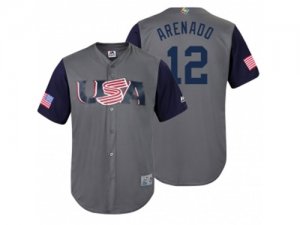 Mens USA Baseball #12 Nolan Arenado 2017 World Baseball Classic Jersey