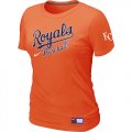 Women MLB Kansas City Royals Orange Nike Short Sleeve Practice T-Shirt