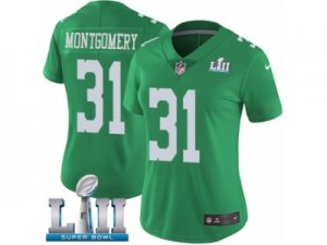 Women Nike Philadelphia Eagles #31 Wilbert Montgomery Limited Green Rush Vapor Untouchable Super Bowl LII NFL Jersey