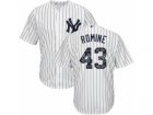Mens Majestic New York Yankees #43 Austin Romine Authentic White Team Logo Fashion MLB Jersey