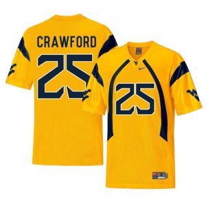 West Virginia Mountaineers #25 Justin Crawford Gold College Football Jersey