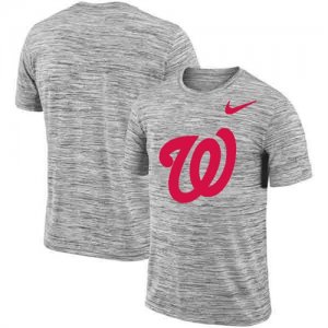 Washington Nationals Nike Heathered Black Sideline Legend Velocity Travel Performance T-