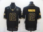Men Green Bay Packers #12 Aaron Rodgers Black Gold 2020 Salute