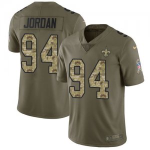 Nike Saints #94 Cameron Jordan Olive Camo Salute To Service Limited Jersey