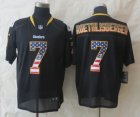 Nike Pittsburgh Steelers #7 Roethlisberger Black Jerseys(USA Flag Fashion Elite)