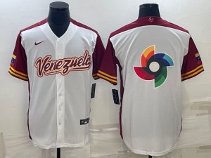 Men\'s Venezuela Blank White 2023 World Baseball Classic Jerseys