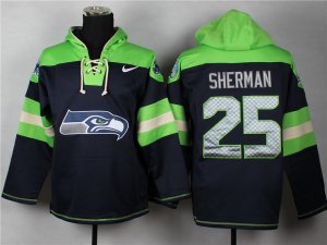 Nike seattle seahawks #25 sherman blue- green jerseys[pullover hooded sweatshirt]