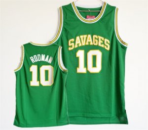 Oklahoma Savages #10 Dennis Rodman Green College Basketball Mesh Jersey