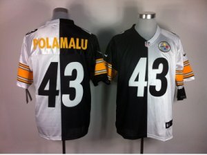 Nike Pittsburgh Steelers #43 Troy Polamalu White-Black Jerseys(Split Elite)