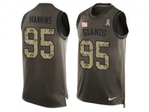 Mens New York Giants #95 Johnathan Hankins Green Limited Salute to Service Tank Top Nike NFL jersey