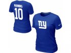 Women Nike New York Giants #10 Eli Manning Name & Number T-Shirt blue