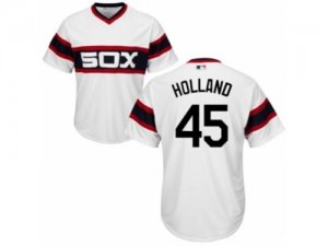 Youth Majestic Chicago White Sox #45 Derek Holland Replica White 2013 Alternate Home Cool Base MLB Jersey