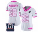 Womens Nike New England Patriots #32 Devin McCourty Limited White Pink Rush Fashion Super Bowl LI Champions NFL Jersey