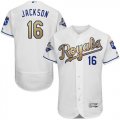 Kansas City Royals #16 Bo Jackson White 2015 World Series Champions Gold Program FlexBase Authentic Stitched MLB Jersey