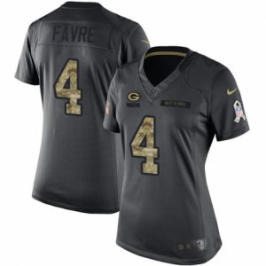 Women\'s Nike Green Bay Packers #4 Brett Favre Limited Black 2016 Salute to Service NFL Jersey