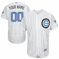 Mens Majestic Chicago Cubs Customized Authentic White 2016 Fathers Day Fashion Flex Base MLB Jersey