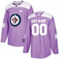 Mens Winnipeg Jets Purple Adidas Hockey Fights Cancer Custom Practice Jersey