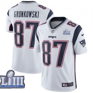 Nike Patriots #87 Rob Gronkowski White 2019 Super Bowl LIII Vapor Untouchable Limited Jersey