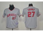 youth mlb jerseys los angeles angels #27 trout grey