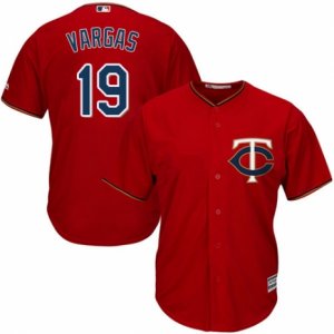 Men\'s Majestic Minnesota Twins #19 Kennys Vargas Replica Scarlet Alternate Cool Base MLB Jersey