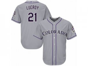 Youth Majestic Colorado Rockies #21 Jonathan Lucroy Replica Grey Road Cool Base MLB Jersey