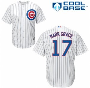 Mens Majestic Chicago Cubs #17 Mark Grace Authentic White Home Cool Base MLB Jersey