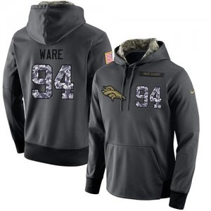 NFL Mens Nike Denver Broncos #94 DeMarcus Ware Stitched Black Anthracite Salute to Service Player Performance Hoodie